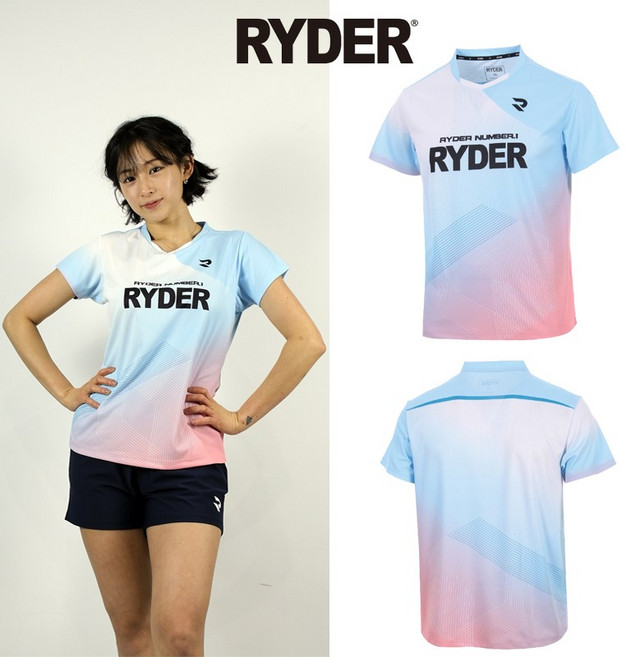 라이더 티셔츠 배드민턴 반팔 상의 남성 여성 게임웨어 블루 핑크 2025R-5