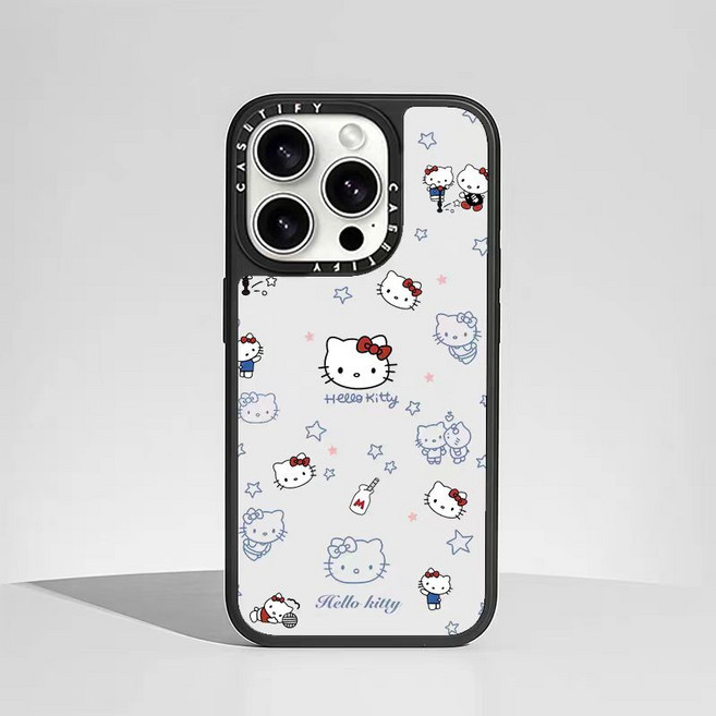 해피해피 아이폰 귀여운키티 화이트 별모양 충격방지케이스