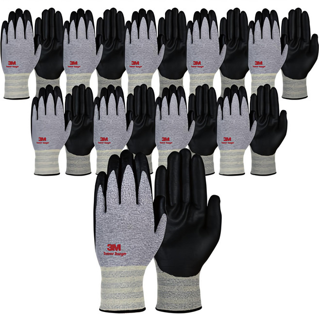 쓰리엠 슈퍼터프 NBR 안전장갑, 블랙멜란지, 10개
