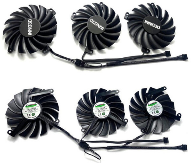 호환 4PIN CF-12910S RTX 3070 TI X3 GPU 팬 INN03D GeForce 3080 OC 그래픽 카드 냉각 팬용, 04 Fan-ABC, 한개옵션1