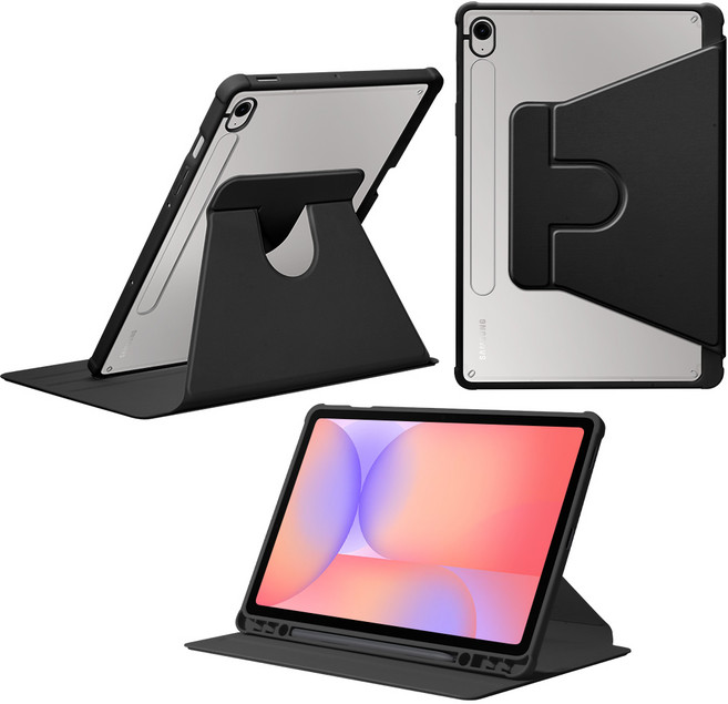 DANYCASE 아크릴 회전 가능 태블릿 커버 삼성 갤럭시 탭 케이스, 블랙, 1개