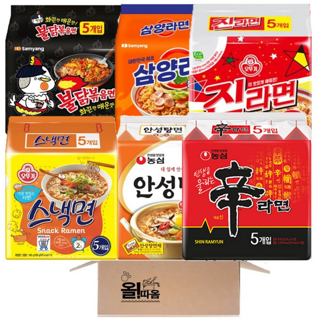 소컵라면 세트 (진라면 매운맛 3p + 참깨라면 3p + 신라면 3p + 안성탕면 3p + 삼양라면 3p + 불닭볶음면3p), 1세트
