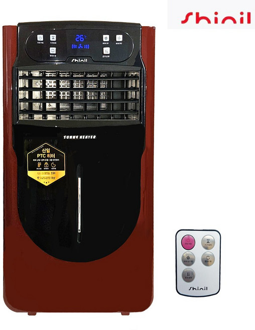 신일 온풍기 전기온풍기 리모컨 스탠드형 PTC히터 난방기, 레드+블랙, 신일스탠드온풍기