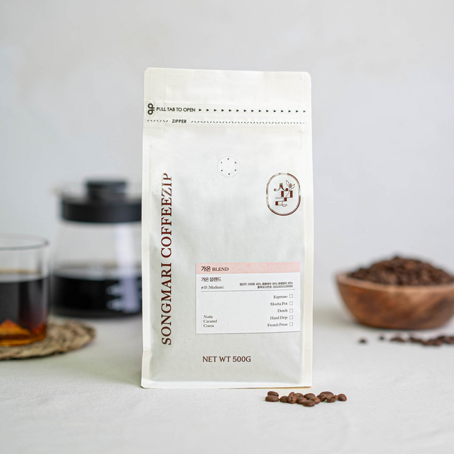 [당일로스팅]송마리커피집 고소한 가온 블렌드 원두커피, 1개, 500g, 홀빈(분쇄안함)