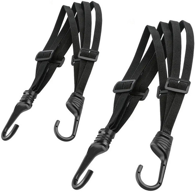 썬더로프 오토바이 자전거 고정 스트랩 조정 4가닥 탄성 로프 60cm+90cm 2가지 묶음 세트, 2개, 블랙