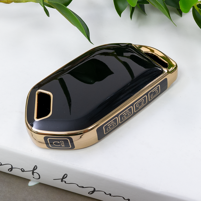 바이어블 기아 호환 자동차 tpu 스마트키 키케이스 키홀더, 기아 9버튼 TA74_블랙골드