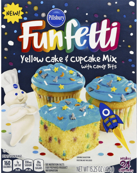 필스버리 펀페티 옐로 케이크 & 컵케이크 믹스, 1개, 432g