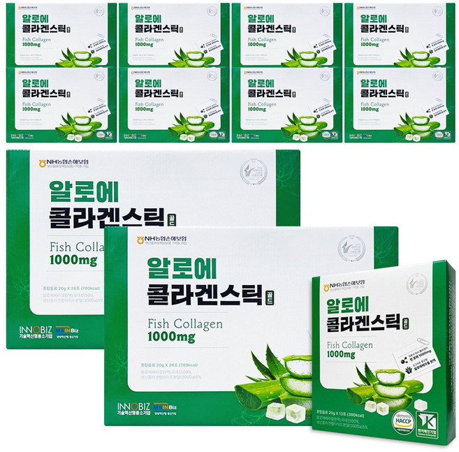 더존건강 알로에 콜라겐 스틱 저분자 피쉬콜라겐 알로에베라겔 젤리형, 520g