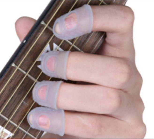 반:온 기타 연주 실리콘 손가락 골무 핑거팁스, 30개입, 1개