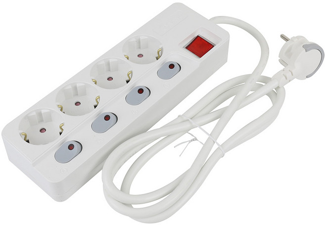 국산 아남 고용량 개별 스위치 납작 멀티탭 플러그 콘센트 과부하차단 3구 4구 6구 1.5M 3M 5M 3000W 이지쿡 고용량 에어컨 고전압 화이트, 1개