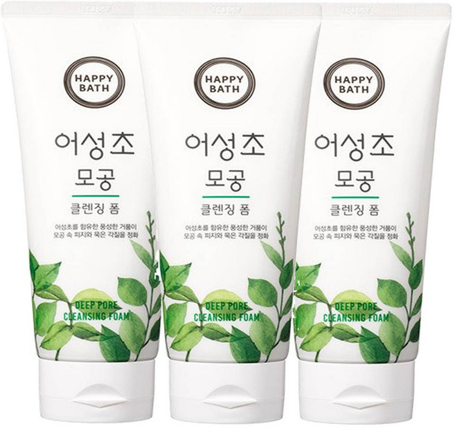 해피바스 어성초 모공 클렌징폼, 200g, 3개