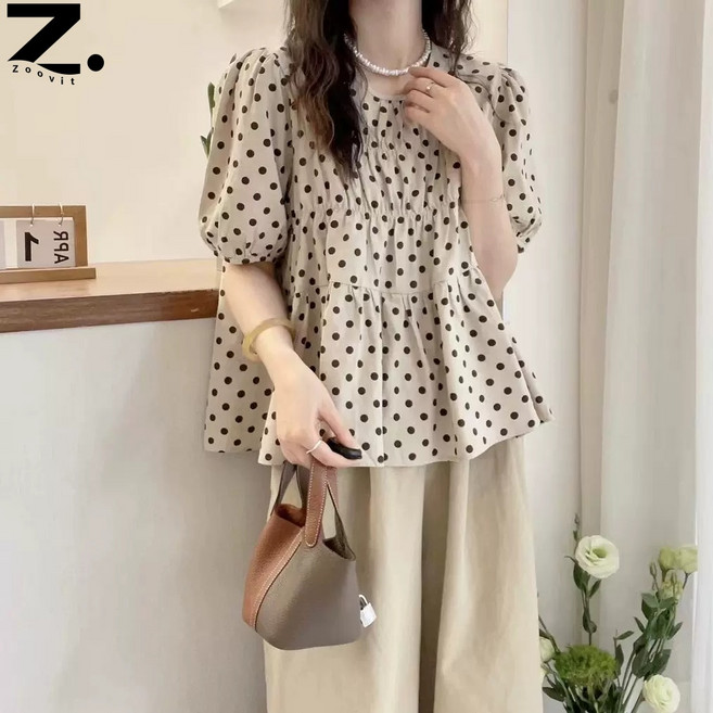 zoovit 여성 벌룬 소매 티 셔츠 여름 A라인 날씬해 보이는 셔츠