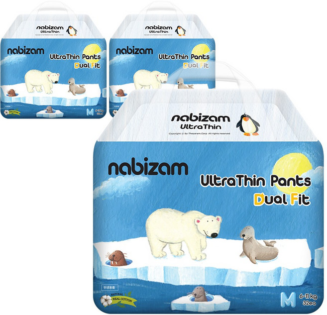 나비잠 울트라씬 듀얼핏 팬티 아동공용, 중형(M), 96매