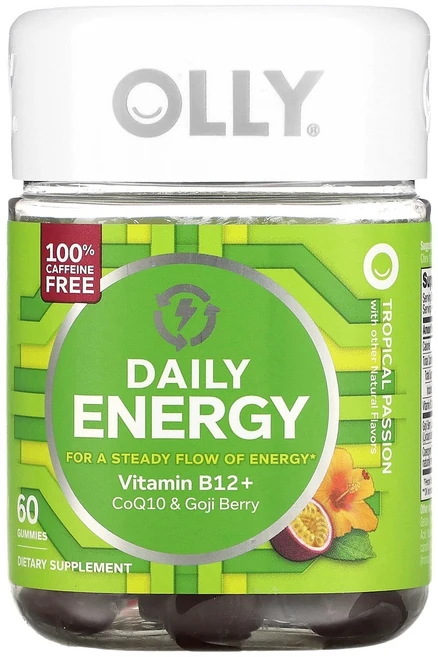 OLLY 데일리 에너지 카페인 무함유 트로피칼 패션 구미젤리 60개 OLLY (올리), 1개 - 쿠팡
