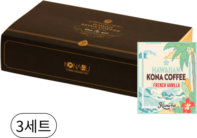 코나포유 하와이 코나 핸드드립 프렌치 바닐라 드립백커피 티백 드립커피, 3개, 12개입, 9g