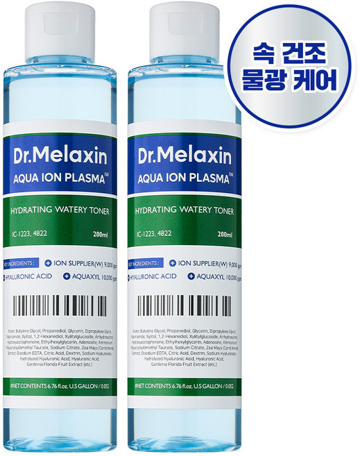 닥터 멜락신 아쿠아 이온 플라즈마 수분 토너, 2개, 200ml