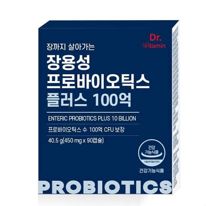 [닥터비타민] 장까지살아가는 장용성 프로바이오틱스 플러스 100억 90캡슐, 450g, 90정, 1박스