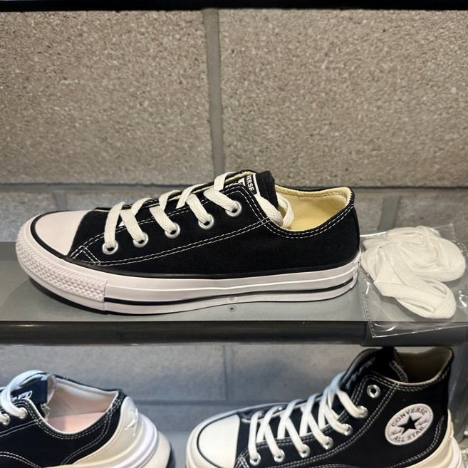 [백화점출고] 컨버스 로우 척테일러 올스타 블랙 스니커즈+베어긱스 신발끈 9166 컨버스운동화 converse