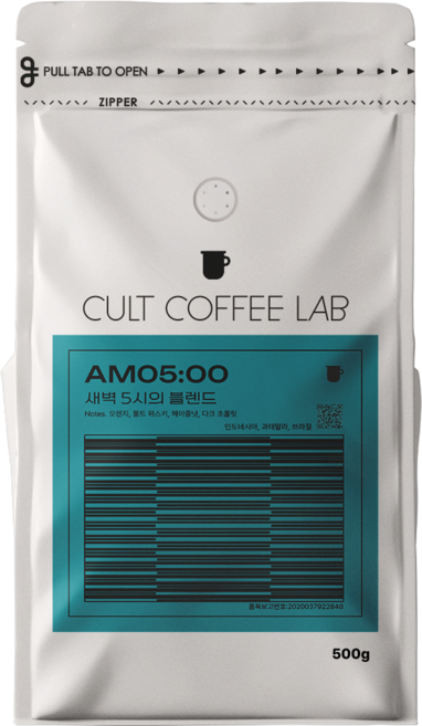 컬트커피랩 초콜릿 로스티드넛 스파이시 묵직한 라떼용 새벽 5시 블렌드 커피원두 당일로스팅, 1개, 500g, 홀빈(분쇄안함)
