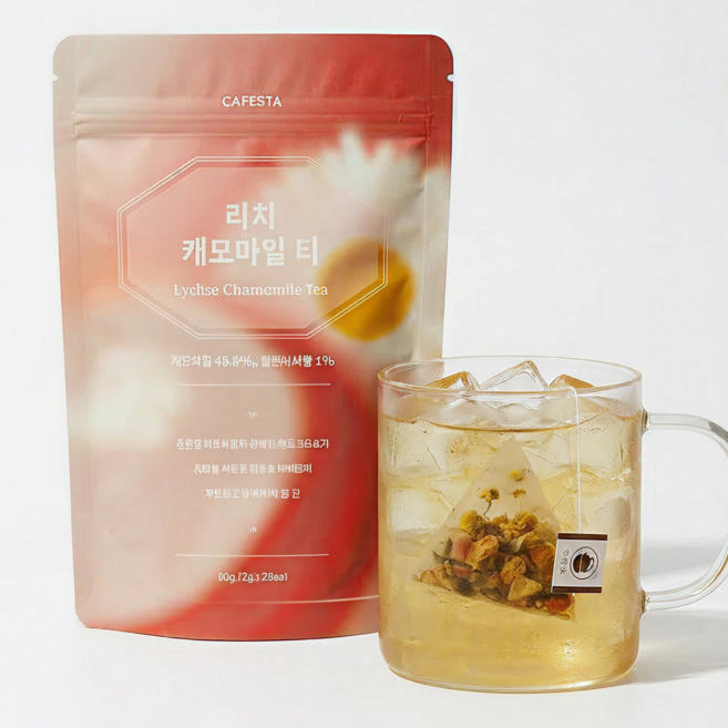 [카페스타] 리치 캐모마일티 이국적인 리치향 편안한 나이트티 숙면차, 1개, 25개입, 50g