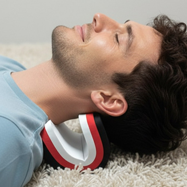 자주담 목스트레칭 베개 마사지 어깨, 블랙, 1개