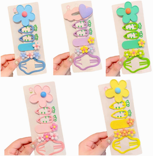 여아 어린이 똑딱핀 6종 2세트 플라워 꽃 귀여운 여름 비비드컬러 머리핀 헤어핀 선물용