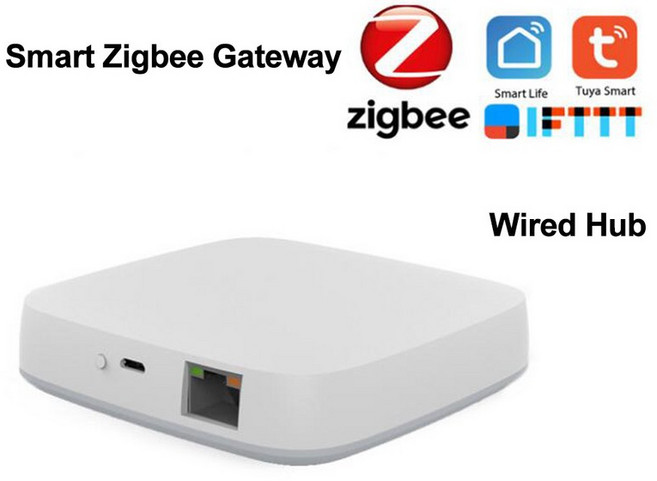 Tuya-Zigbee 30 게이트웨이 브리지 허브 지그비 온도 및 습도 도어 PIR 센서 스마트 홈 안전 가드 라이프, Wired Zigbee Hub, 1개