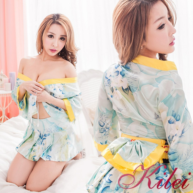 【Kilei】花樣和服V領三件式角色扮演睡衣組XA2185-01小尺碼