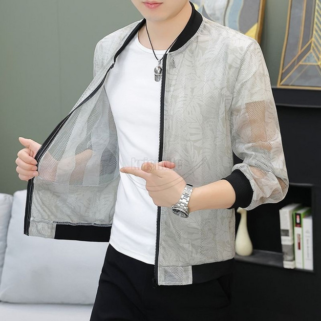 Krismile남성 시스루 집업 자켓 자외선차단 여름 가디건 경량 점퍼 빅사이즈 망사 코트 펀칭 아우터Krismile5/3