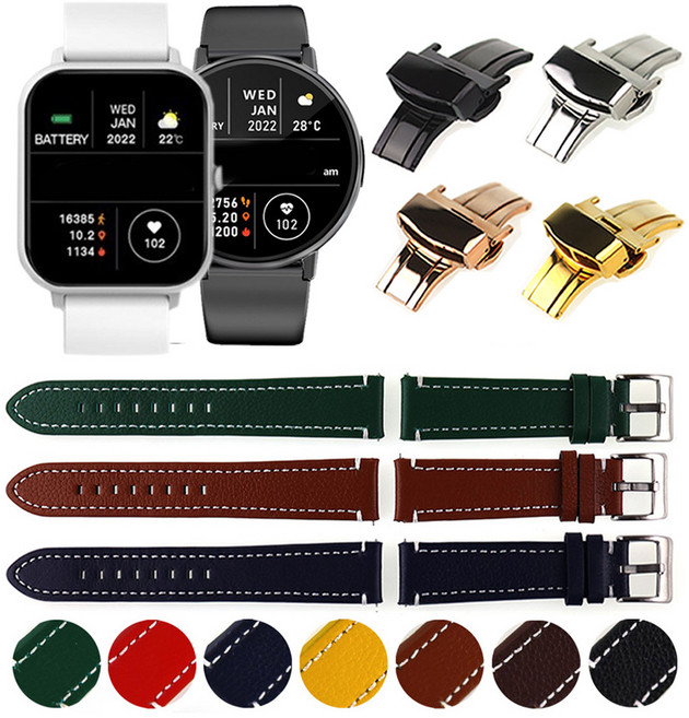 라플루 RS05 스트랩 워치 RS06 호환 스티치 가죽밴드 컬러 7종, 20mm, 버클교체-골드, 1개