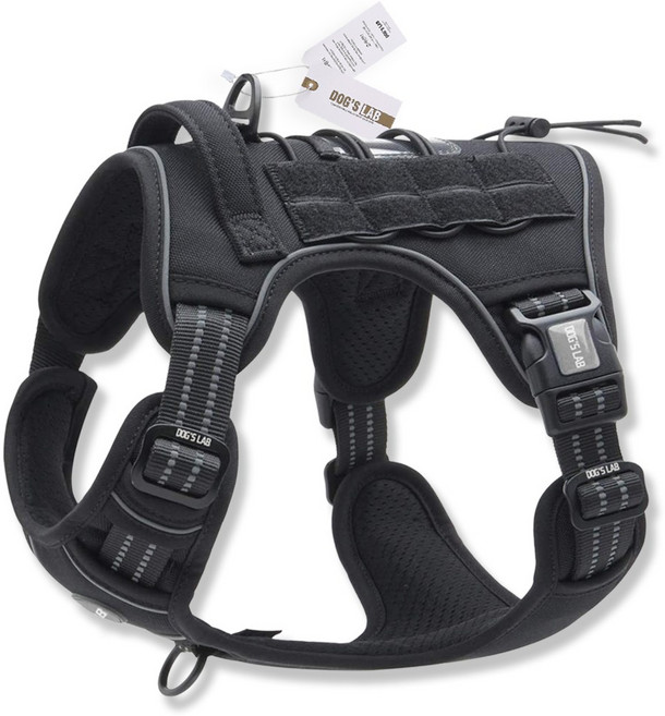 독스랩 강아지 하네스 중형견 대형견 앞섬방지 앞고리 진돗개 리트리버 가슴줄, 블랙, 1개