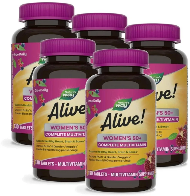 네이처스웨이 얼라이브 50세이상 여성 컴플리트 멀티비타민 Nature's Way Alive Women Multivitamin, 5개, 130정 - 쿠팡