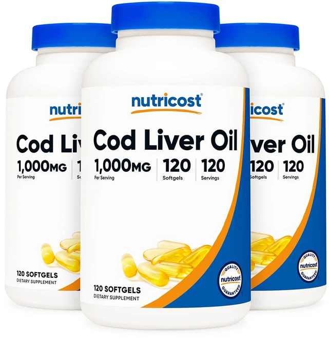 뉴트리코스트 Cod Liver Oil 대구 간유 1000mg 소프트젤 120정 3개 - 쿠팡