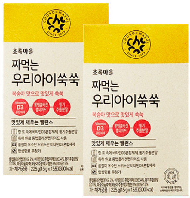 [초록마을] 짜먹는 우리아이쑥쑥 (15g*15포) 2개, 225g