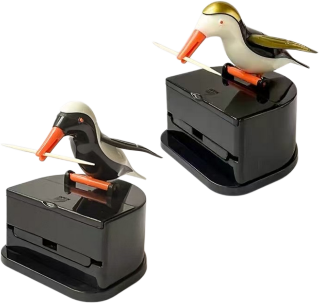 작은새 이쑤시개 디스펜서 원터치 요지홀더 업소용 주방용 요지통, 2개, 백조금날개+백조흑날개