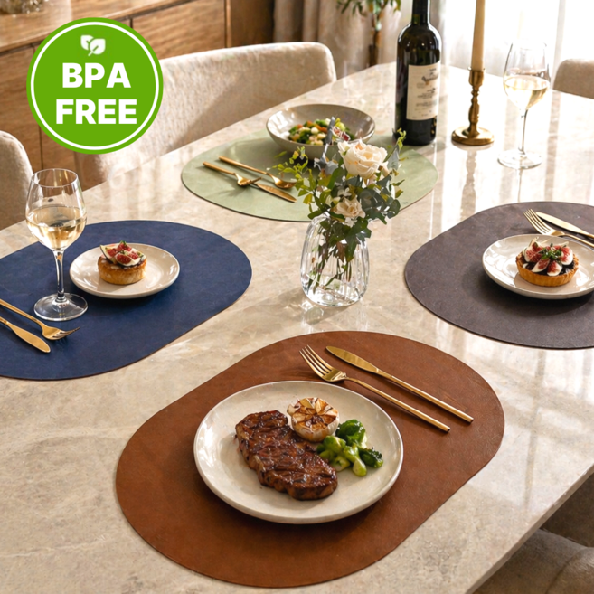 라온모어 고급 가죽 식탁매트 방수 양면 논슬립 테이블매트 2p 세트, 2개, 35X40, 브라운