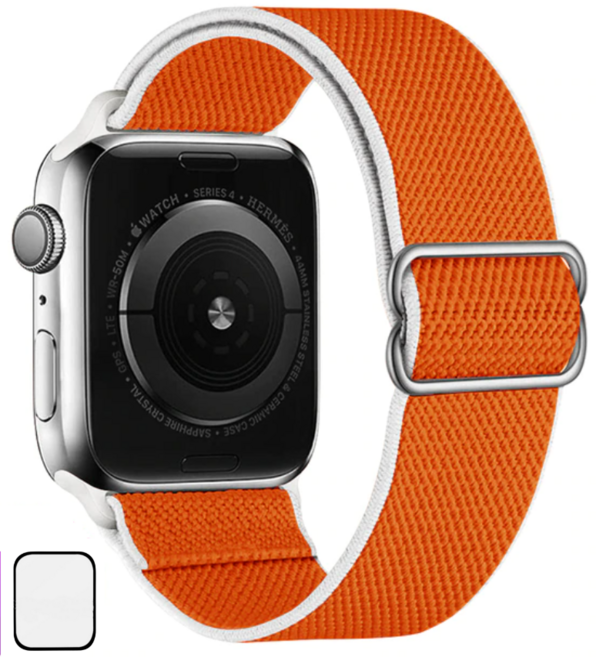 NUBASE 애플워치 호환 고탄력 링크 솔로루프 스포츠루프 버클 스트랩, 트윈오렌지