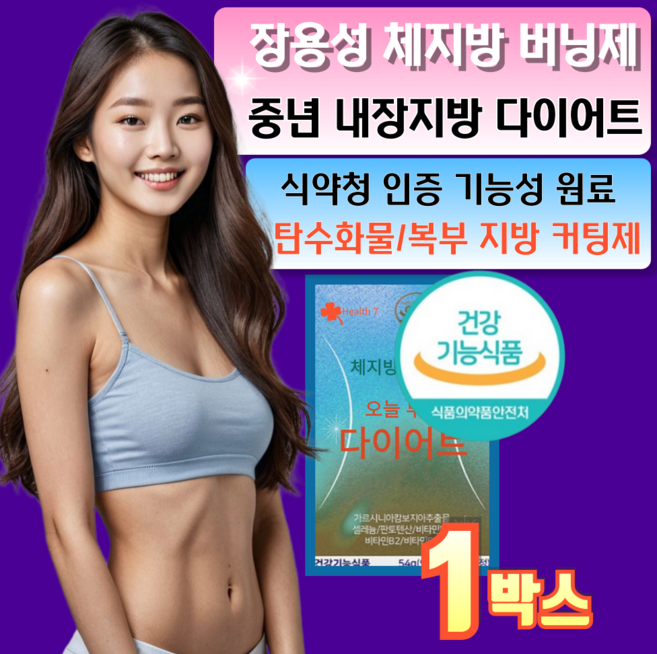 건강지음 오늘부터 장용성 체지방 버닝제 탄수화물 복부지방 컷팅 다이어트, 1박스, 60정