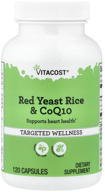 비타코스트 레드 이스트 라이스 & 코큐텐 Vitacost Red Yeast Rice & CoQ10 120정, 1개 - 쿠팡