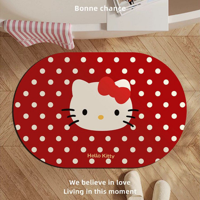 벨로니 논슬립 빨아쓰는 규조토 발매트 빨강고양이, 1개, 타원