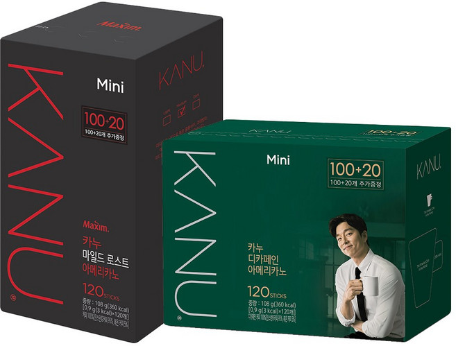 카누마일드미니 120T+디카페인미니 120T, 2개, 120개입, 900mg