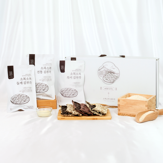 국산김 수제김부각 선물세트 35g X10개 하오마을 프리미엄 찹쌀 들깨 흑미, 전통 5개+들깨 5개, 10개