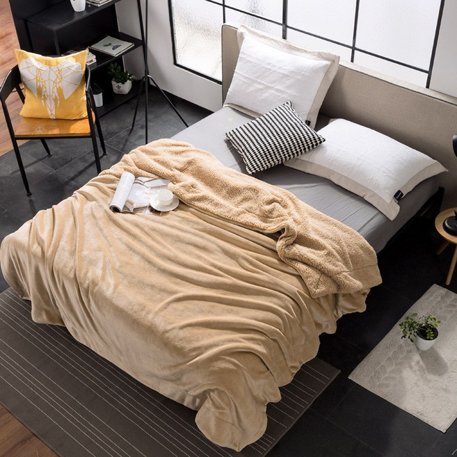 [국내당일발송] 비에심플 포근한 플란넬 양면 양털 이불 담요