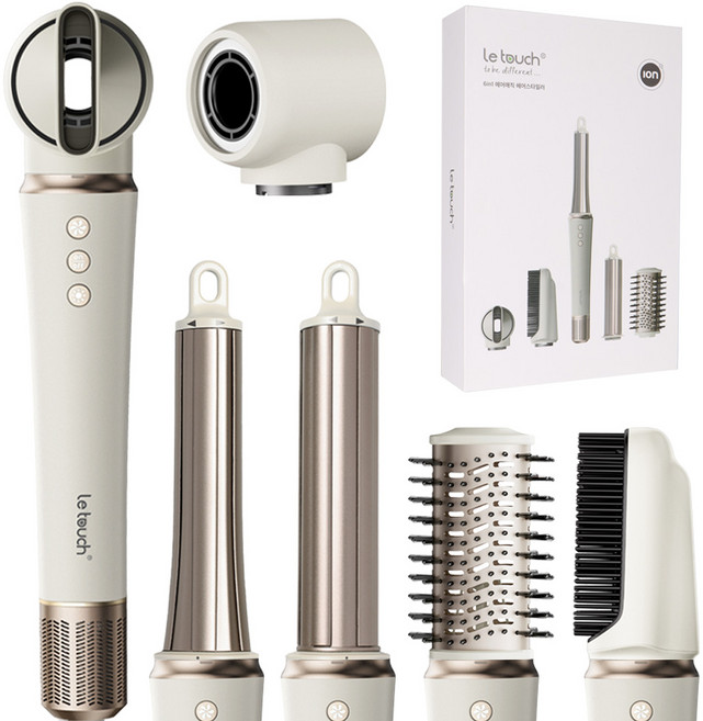 레터치 6in1 에어매직 에어브러쉬 멀티 스타일링 BLDC 헤어 스타일러 6억음이온 드라이기 자동 컬링 1200W 고회전, ZYC892-B, 헤어스타일러