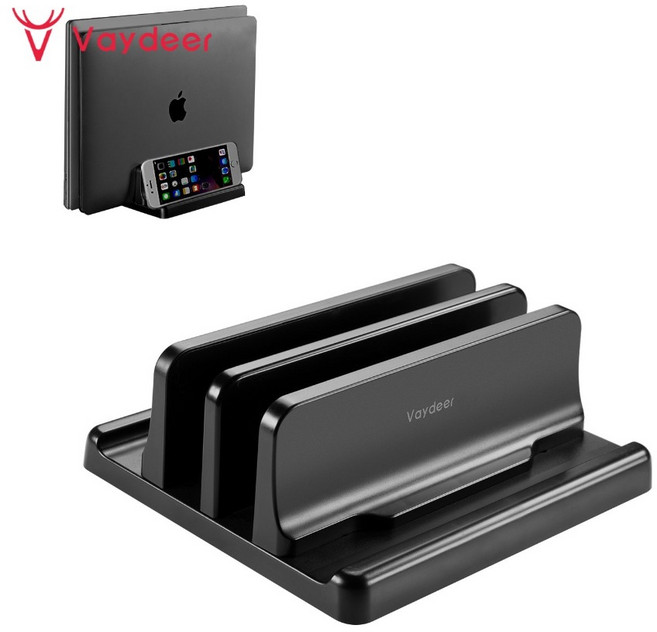 3in1 플라스틱 수직 노트북 아이패드 스탠드 거치대 홀더 조정 가능 도크 공간 절약, 듀얼 슬롯, 한개옵션1