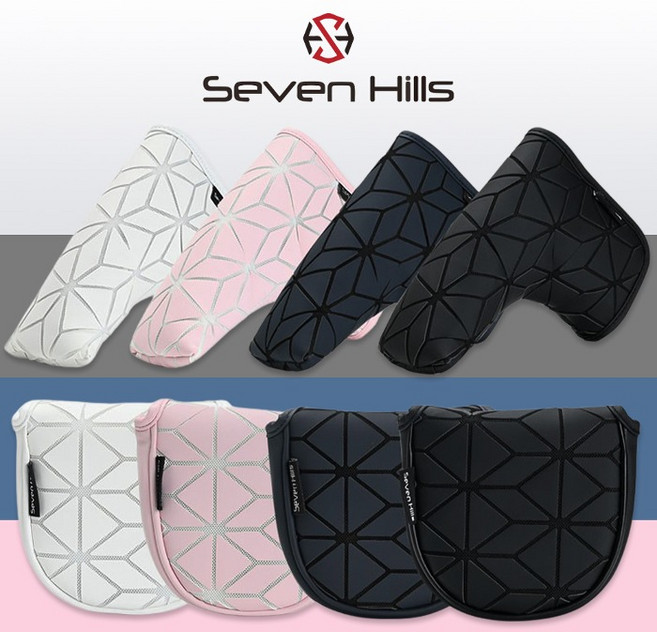 세븐힐스 미로틱 퍼터 커버 예쁜 말렛 반달 일자형 퍼터 카바, 블랙, 1개