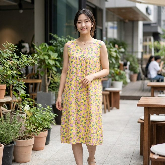 [보슈아] 국내산 여성 인견 원피스 여름 민소매잠옷