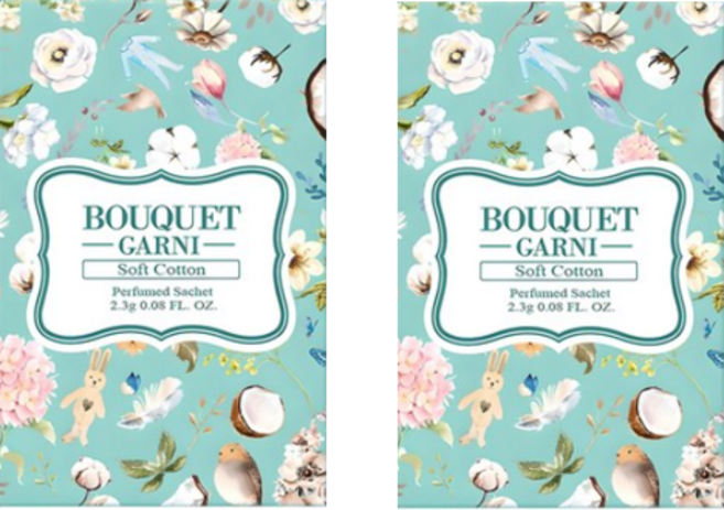 부케가르니 퍼퓸드 샤쉐 옷장방향제 본품, 2.3g, 2개, 소프트코튼