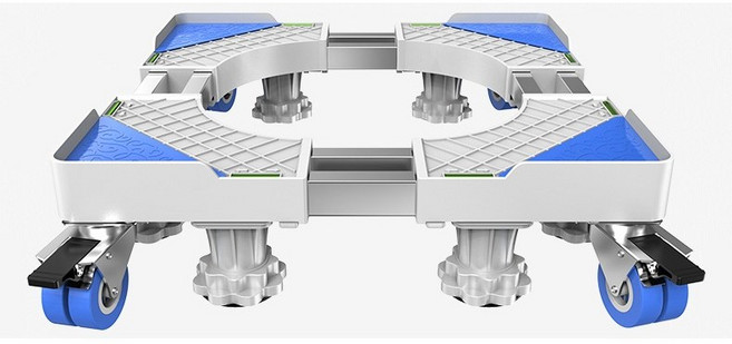 洗衣機冰箱通用移動底座 長寬高可調 附滾輪與固定腳 不鏽鋼材質, 白, 1個