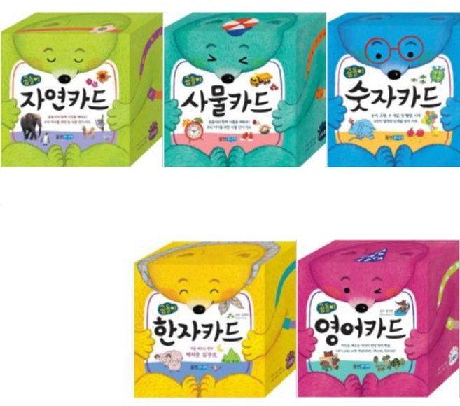 곰돌이 카드 [전5종] 사물카드 + 자연카드 + 숫자카드 + 영어카드 + 한자카드